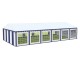 Cort evenimente alb-verde Delta 6x12 m cu structură metalică 38 mm, prelată UV 500 g / mp