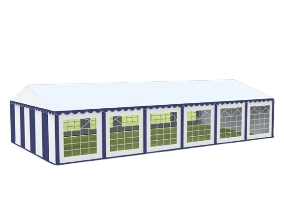 Cort evenimente alb-verde Delta 6x12 m cu structură metalică 38 mm, prelată UV 500 g / mp