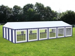 Cort evenimente alb-verde Delta 6x12 m cu structură metalică 38 mm, prelată UV 500 g / mp-2