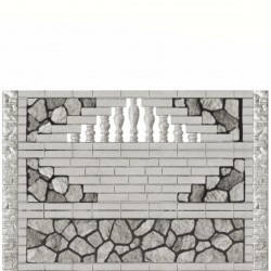 Gard beton Napoleon 6 stâlpi cu model piatră 1,6 m-1