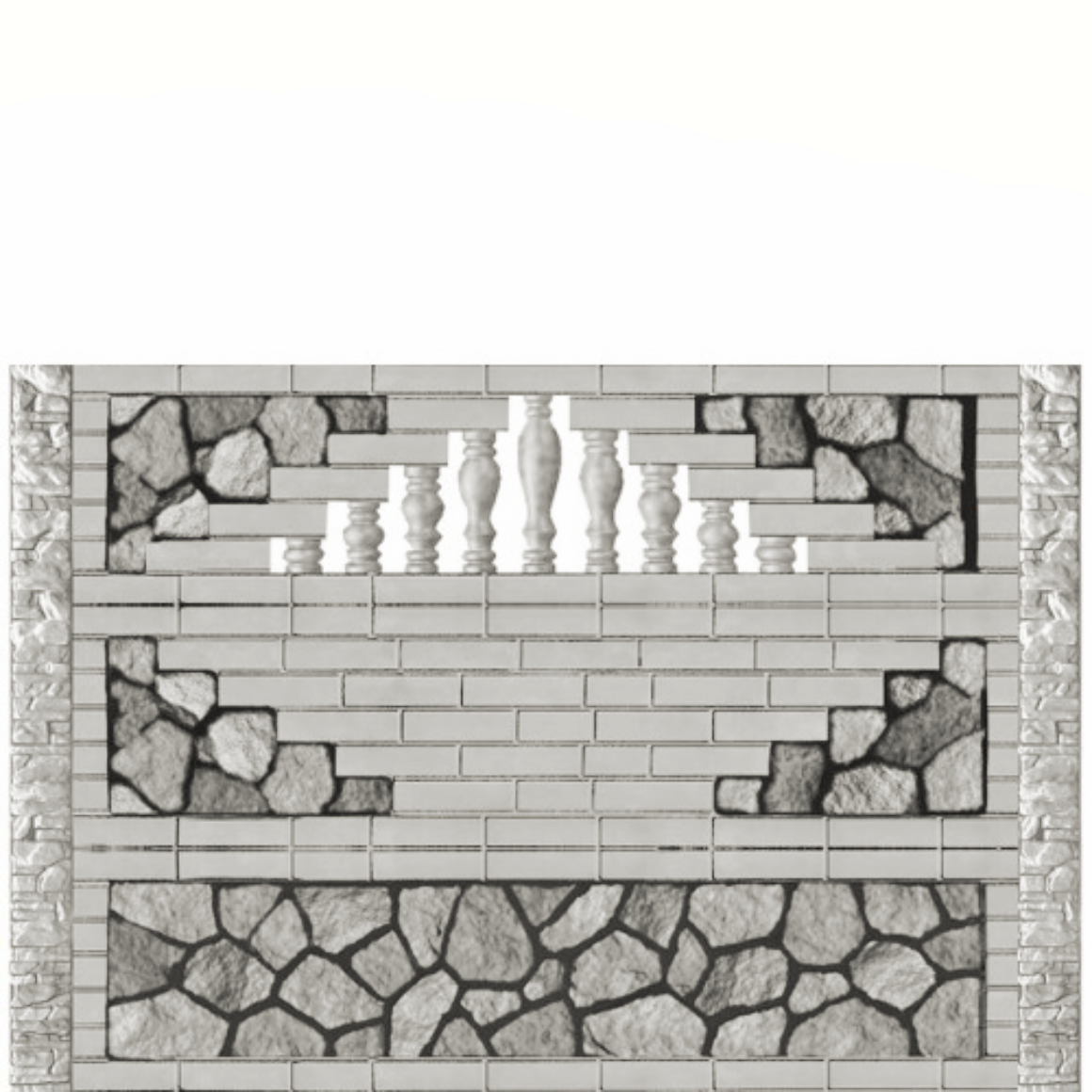 Gard beton Napoleon 6 stâlpi cu model piatră 1,6 m