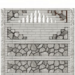 Gard beton Napoleon 6 stâlpi cu model piatră 2,1 m-1