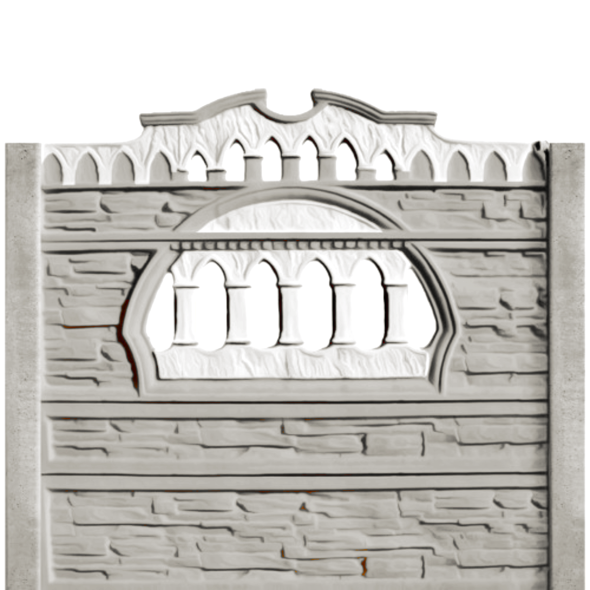 Gard beton Victorian 2 cu stâlpi simpli 1,95 m