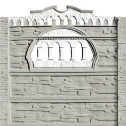 Gard beton Victorian 2 stâlpi cu model piatră 2,2 m-1
