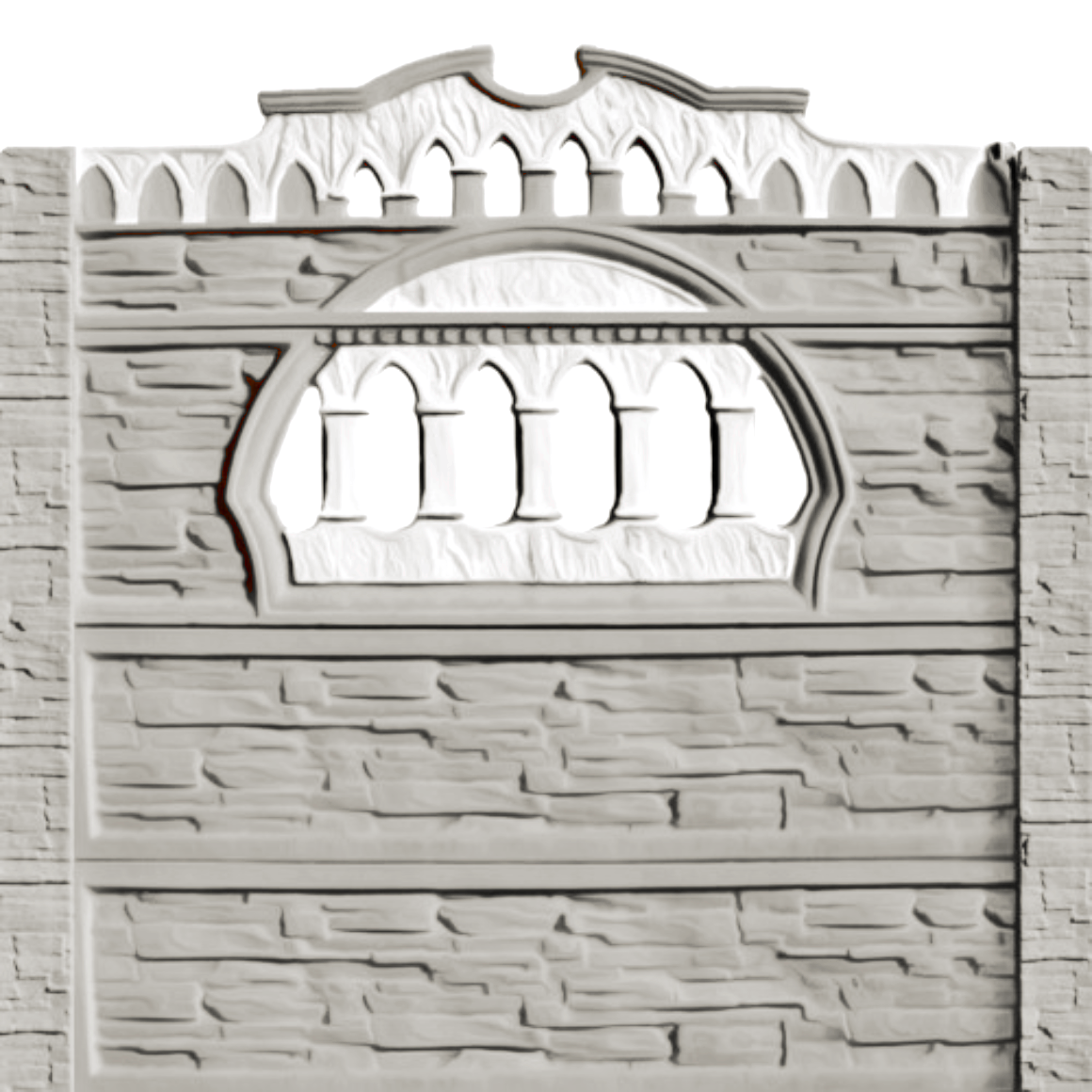 Gard beton Victorian 2 stâlpi cu model piatră 2,2 m