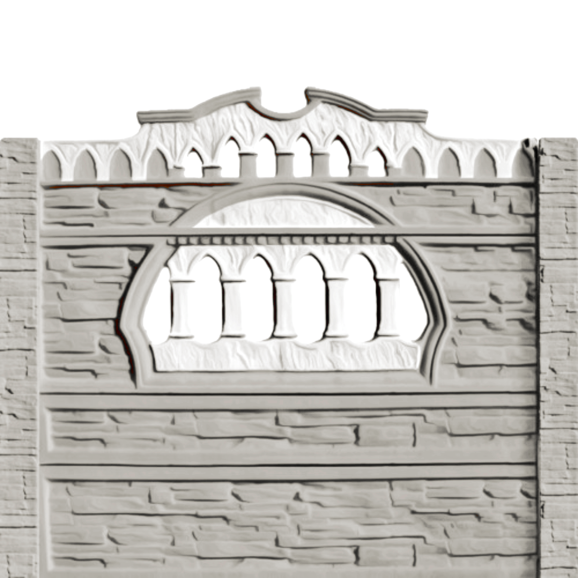 Gard beton Victorian 2 1,95 m Stâlpi cu model piatră