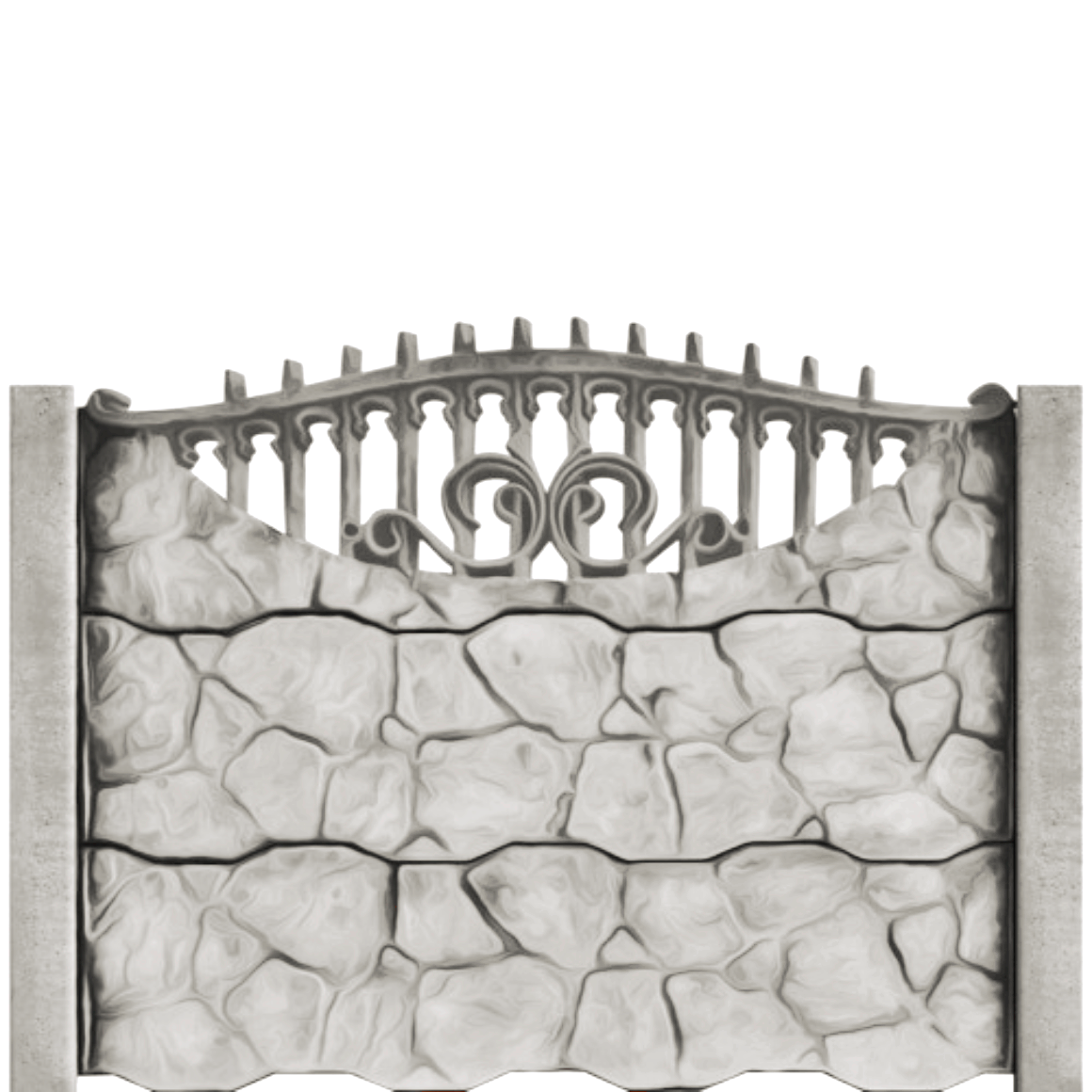 Gard beton Gotic 1 cu stâlpi simpli 1,6 m
