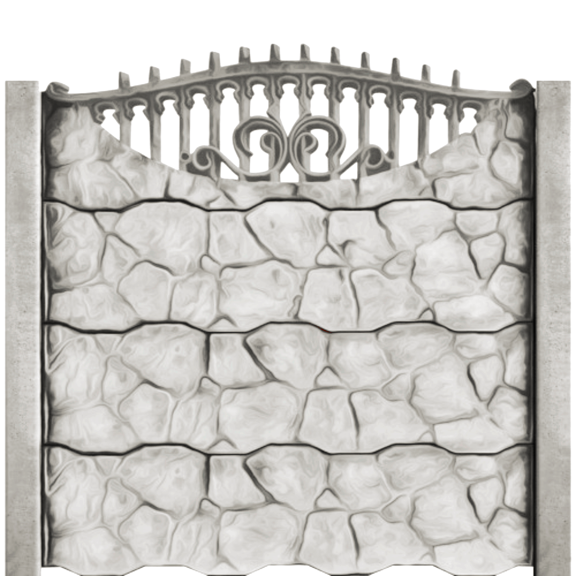 Gard beton Gotic 1 cu stâlpi simpli 2,1 m