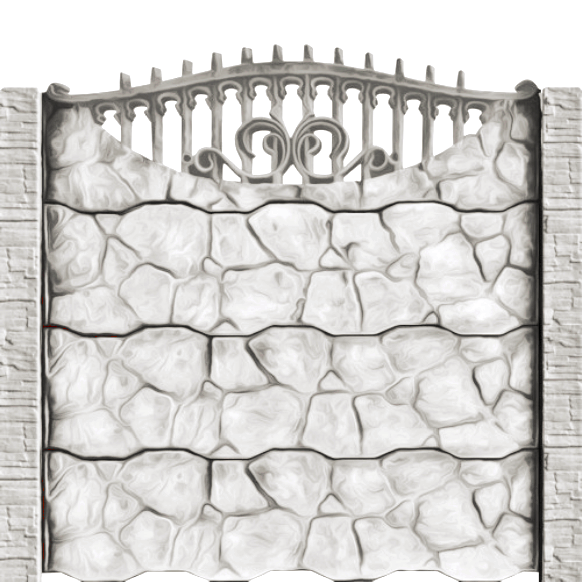 Gard beton Gotic 1 stâlpi cu model piatră 2,1 m