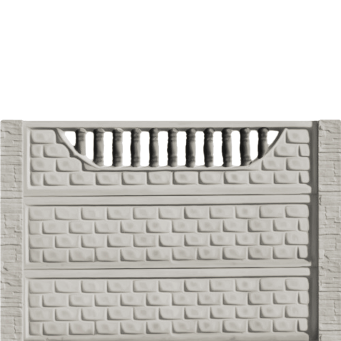 Gard beton Troian 6 stâlpi cu model piatră 1,5 m