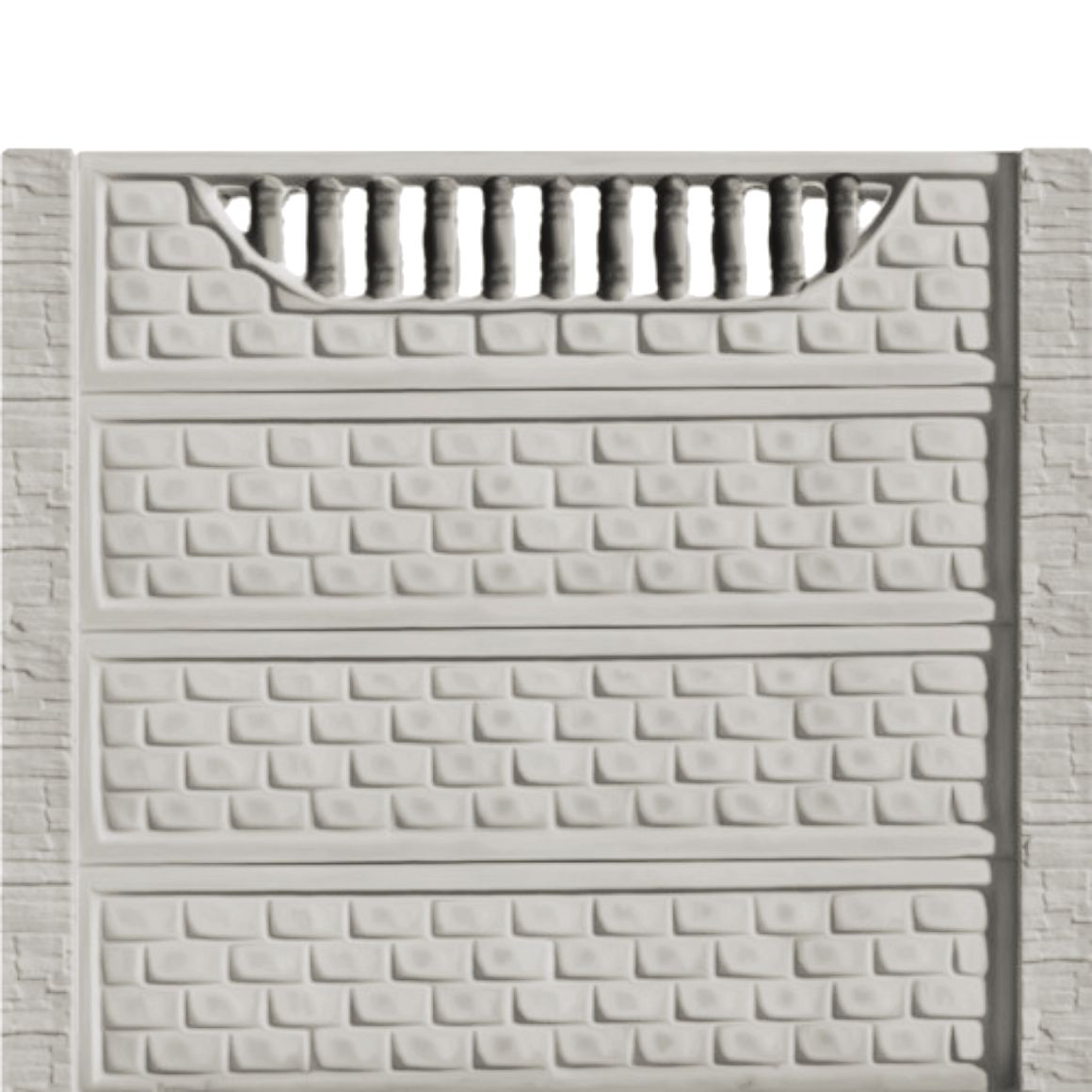 Gard beton Troian 6 stâlpi cu model piatră 2 m