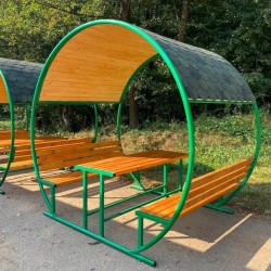 Foișor 220x200x200 cm pentru exterior Hera, cadru metalic acoperit cu lemn de brad-3