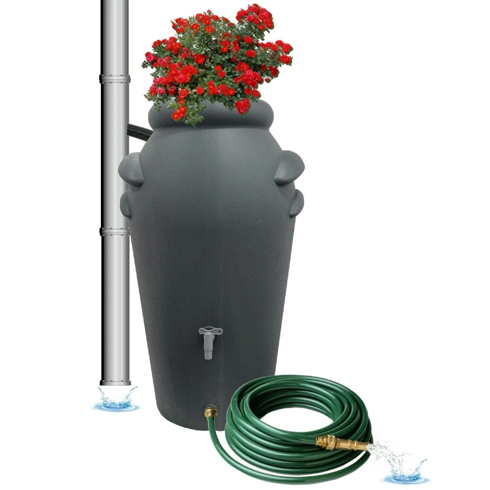 Rezervor apă pluvială PluviAqua, polietilenă tratată UV, 350 L, Gri