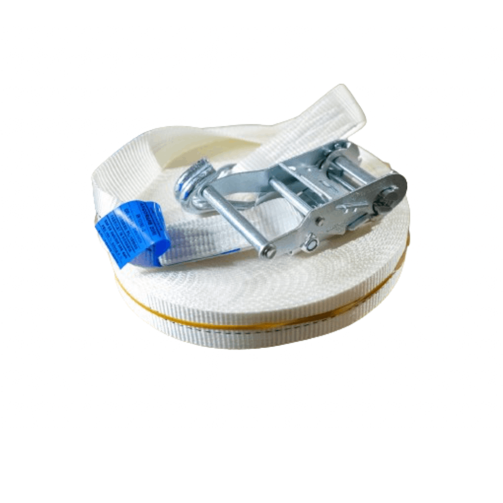 Chingă cu clichet pentru ancorare corturi 20 m, albă, lățime 35 mm