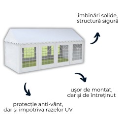 Cort grădină alb premium cu protecție UV Delta 3x9 m-4