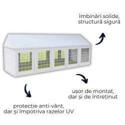Cort evenimente 4x10 m Delta profesional cu structură metalică 38 mm, prelată UV 500 g / mp-4