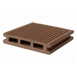 Pardoseală exterioară WPC pentru terase și pontoane 10 x 2 x 240 cm Maro închis Periat o față-3