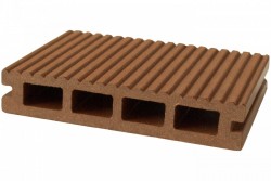 Pardoseală exterioară WPC pentru terase și pontoane 13,5 x 2,5 x 240 cm Periat o față, Maro roșcat-2