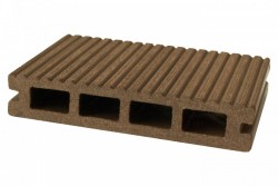 Pardoseală exterioară WPC pentru terase și pontoane 13,5 x 2,5 x 240 cm Periat o față, Maro închis-2