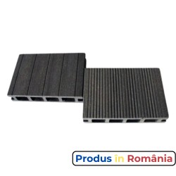 Pardoseală exterioară WPC trafic greu 14,5 x 2,8 x 240 cm Periat o față, Gri-2