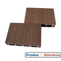 Pardoseală exterioară WPC trafic greu 14,5 x 2,8 x 240 cm Periat o față, Maro roșcat-2