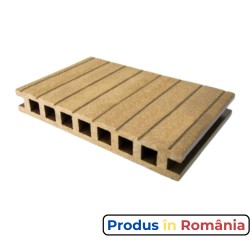 Pardoseală exterioară WPC trafic comercial 24,5 x 3,5 x 240 cm Periat o față, Maro închis-1