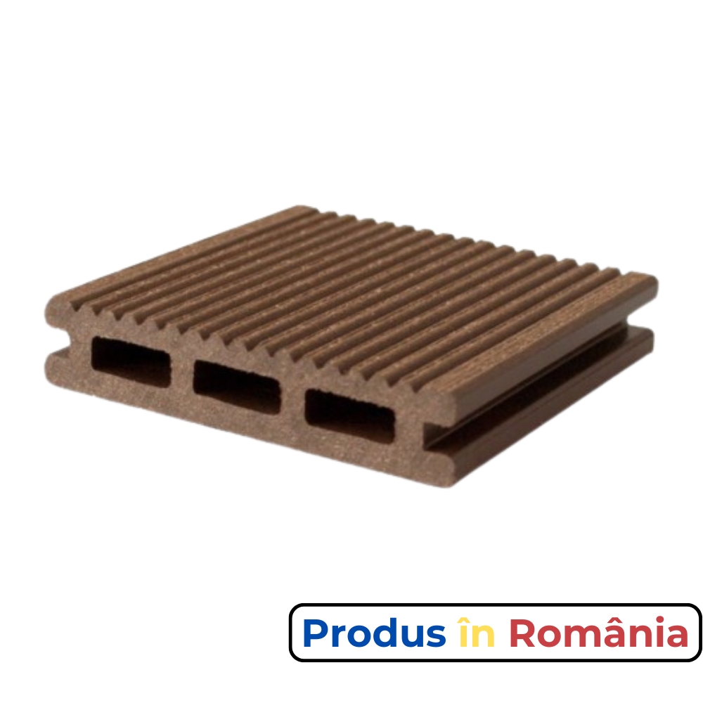 Pardoseală exterioară WPC pentru terase și pontoane 10 x 2 x 240 cm Maro închis Periat o față