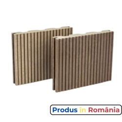 Pardoseală exterioară WPC pentru trafic comercial 12,8 x 18 x 240 cm Periat o față, Maro închis-1