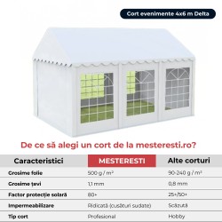 Cort evenimente 4x6 m Delta profesional cu structură metalică 38 mm, prelată UV 500 g / mp-3