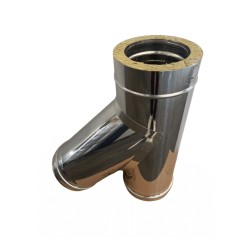 Teu inox 45° ramificație Y îmbinare coș fum Izonox 130 mm-4
