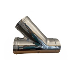 Teu inox 45° ramificație Y îmbinare coș fum Izonox 150 mm-1
