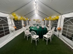 Cort evenimente 6x14 m Delta profesional cu structură metalică 38 mm, prelată UV 500 g / mp-14