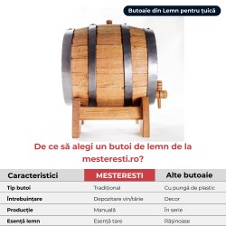 Butoi lemn masiv stejar pentru țuică 10 L-2