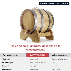 Butoi lemn masiv dud pentru țuică 15 L + Cadou Suport-2