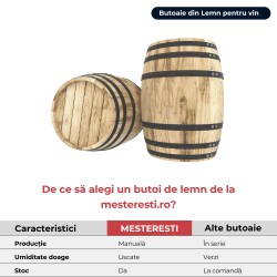 Butoi lemn masiv salcâm pentru vin 150 L + Cadou Soluții tratare vin-3