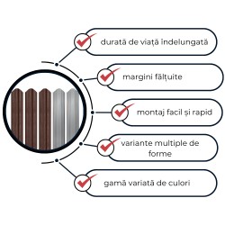 Șipcă metalică Levi 0,45 mm x 9,2 cm Maro mat structurat (RAL 8017)-2