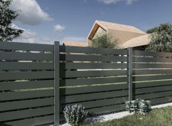 Gard aluminiu tip panou Amir, cu stâlpi, 1,5x2 m, Gri antracit-1