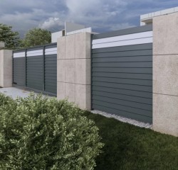 Gard aluminiu tip panou Elias, cu stâlpi, 1,5x2 m, Gri antracit-2