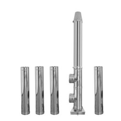 Coș de fum inox profesional Izonox 6 m x 200 mm pornire de la sol-1