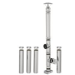 Coș de fum inox profesional Izonox 6 m x 150 mm pornire de la sol-1