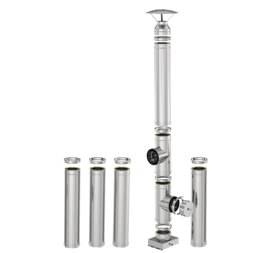 Coș de fum inox profesional Izonox 6 m x 150 mm pornire de la sol