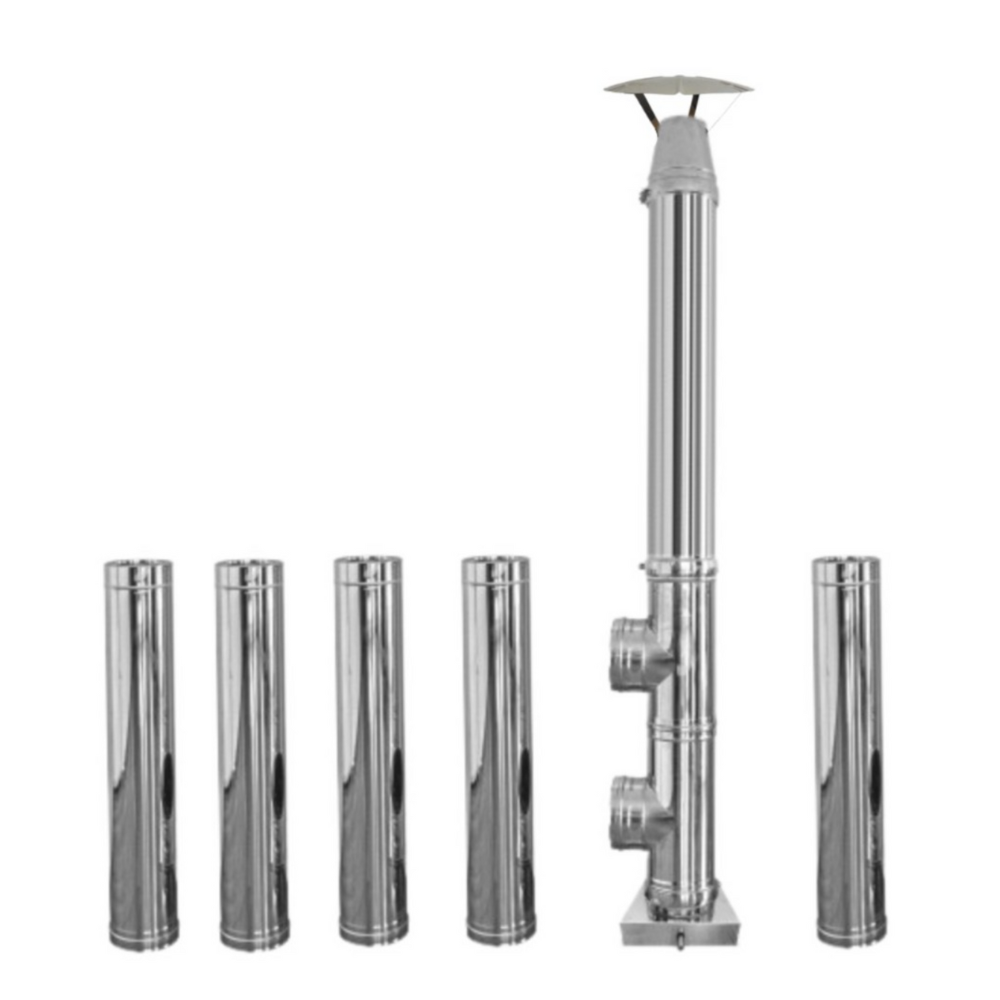 Coș de fum inox profesional Izonox 7 m x 200 mm pornire de la sol