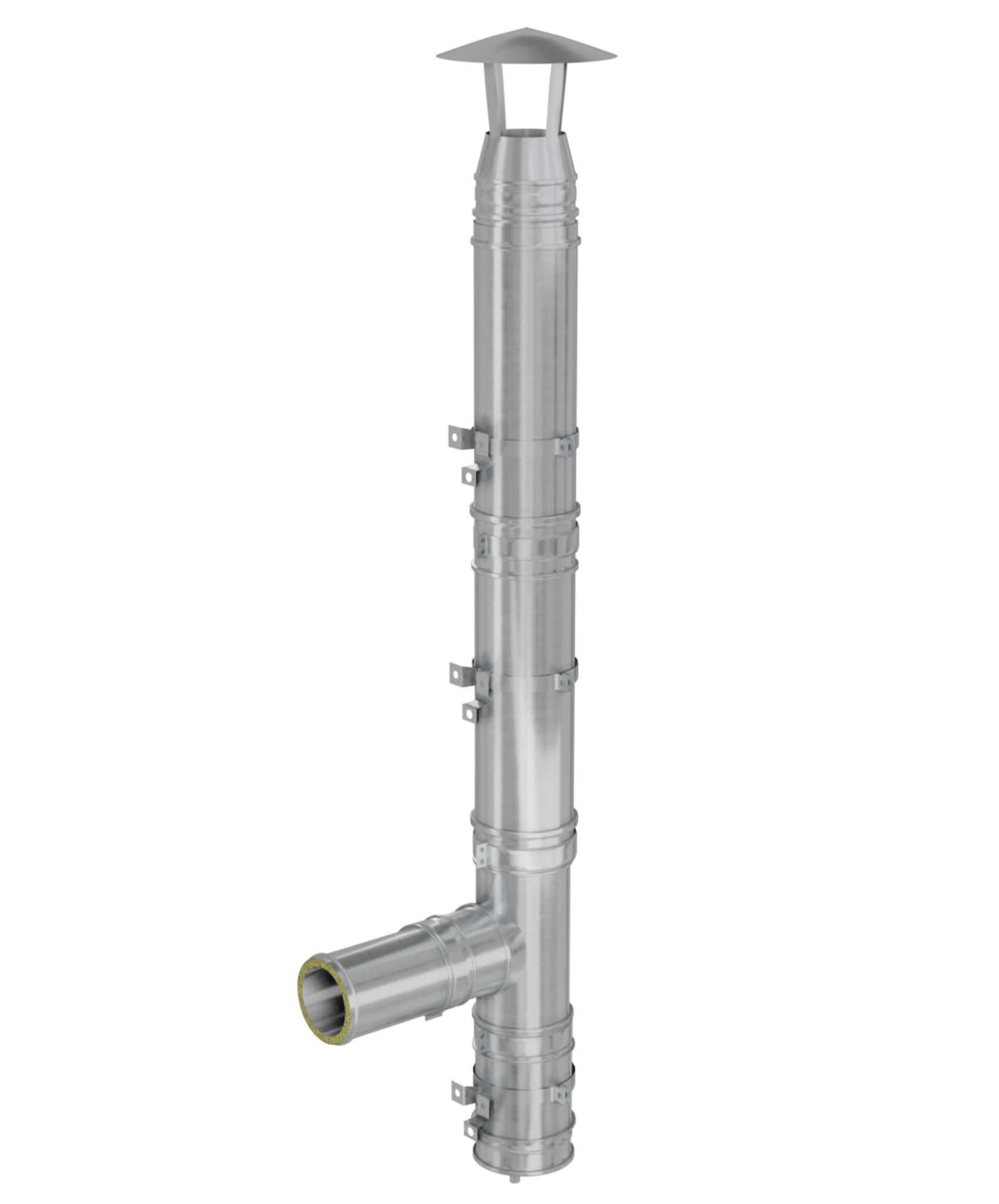 Coș fum profesional din inox Irinei Light 7 m x 200 mm pornire de la consolă (suspendat)