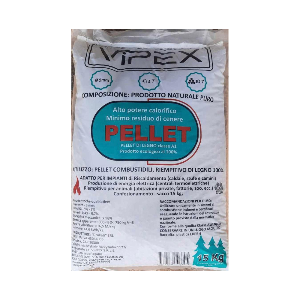 Peleți rășinoase din tulpină și coajă copac, Pellet, clasa A1, 15 kg