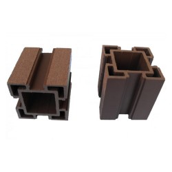 Stâlp canelat gard WPC Tom 9 x 9 x 200 cm Lucios / Neperiat, Maro închis-1