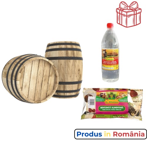 Butoi lemn masiv dud pentru țuică 70 L + Cadou Soluții tratare vin
