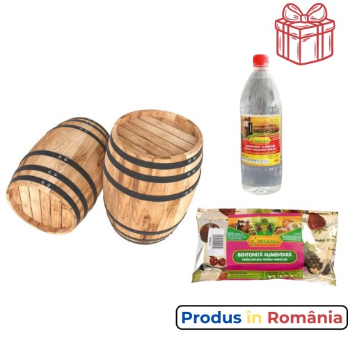 Butoi lemn masiv stejar pentru țuică 50 L + Cadou Soluții tratare vin