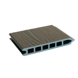 Pardoseală exterioară 3D WPC trafic comercial 14 x 2,1 x 240 cm Periat o față, Maro închis-2