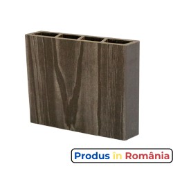 Pardoseală exterioară 3D WPC trafic comercial 14 x 2,1 x 240 cm Periat o față, Maro închis-1
