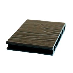 Pardoseală exterioară 3D WPC trafic comercial 14 x 2,1 x 240 cm Periat o față, Maro închis-3